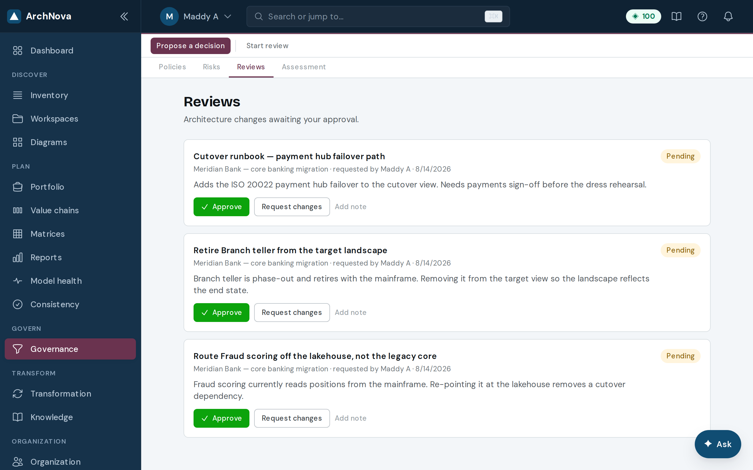 Reviews & approvals